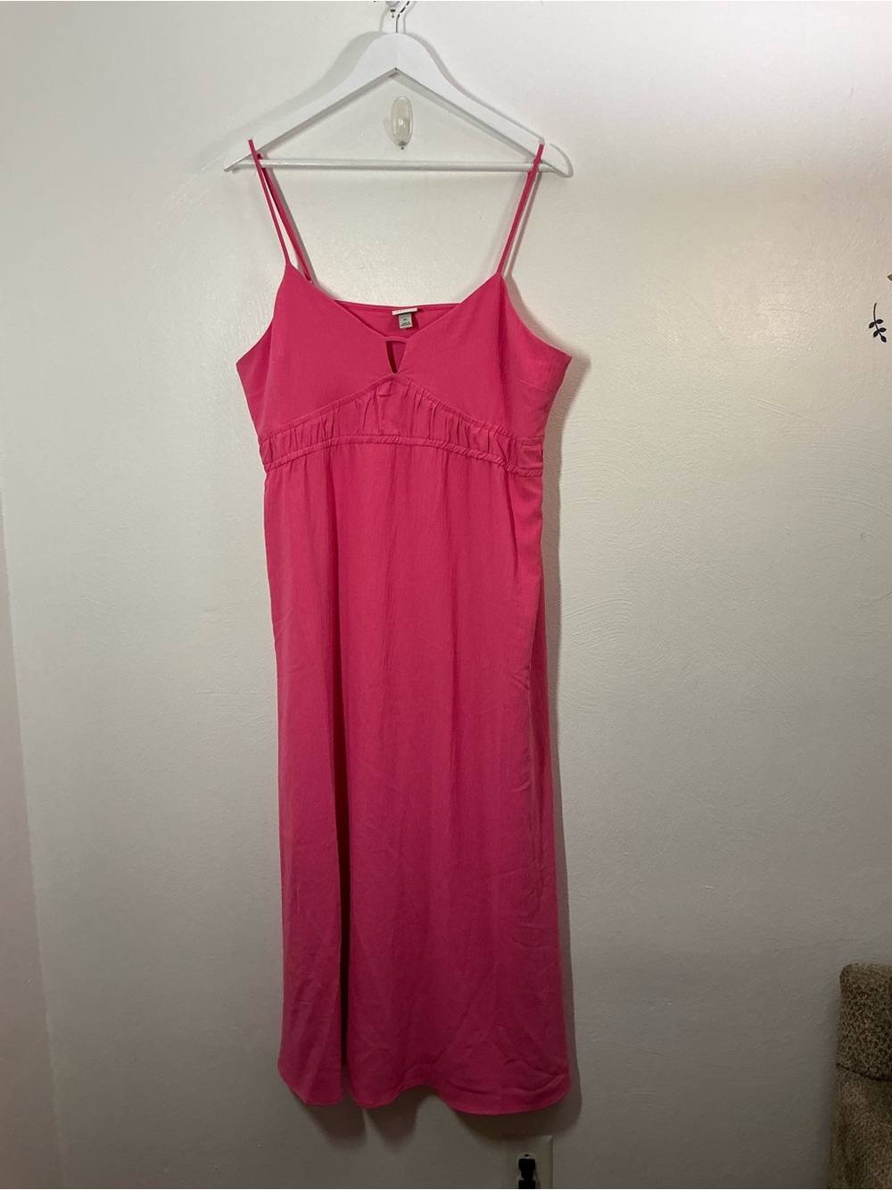 A New Day Bright Pink Spaghetti Strap Midi Dress Size XL